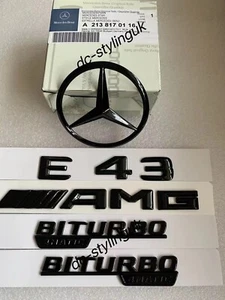 Insignia de estrella trasera negra brillante y emblemas para Mercedes E43 AMG W213 2016+ berlina - Imagen 1 de 1