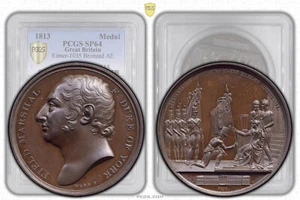 Gran Bretaña, Jorge III, Medalla de la Real Academia Militar 1813, Top Pop, PCGS SP64 - Imagen 1 de 8