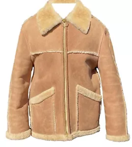 Cappotto giacca shearling primavera agnello californiano Sawyer Napa taglia 42 anni '70, pulito - Foto 1 di 9