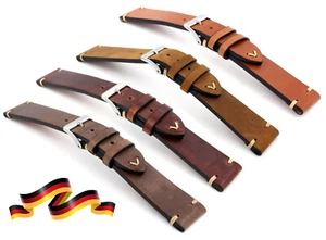 Sulla Tokio Made Germany Vintage Retro Look Leather Watch Strap 18mm 20mm 22mm - Picture 1 of 19