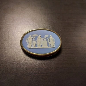 Wedgwood Jasperware blau 12K GF Gold Brosche Anstecknadel - Bild 1 von 3