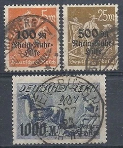 1923 GERMANIA USATO REICH WEIMAR SOPRASTAMPATI 3 VALORI - DE021 - Imagen 1 de 1
