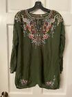 Nwt Johnny Was Sunflower Dark Green Long Sleeve Embroidered Blouse Sz Xs 250