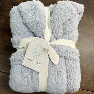 BATA CON CAPUCHA SHERPA SÓLIDA PARA NIÑOS GRANERO DE CERÁMICA TALLA MEDIANA 4-6 ~ AZUL CHAMBRAY Foto 1 de 4