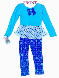 Disney Girls Pajama Top and Legging Set Frozen Anna & Elsa Printed 2 pcs - Picture 1 of 2