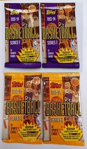 4x NBA TOPPS 93 94 Series 1 and 2 BASKETBALL Sealed Wax Booster Pack Jordan hoop - Picture 1 of 3