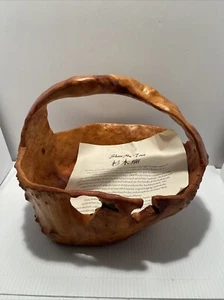 HAND CARVED SHAN MU TREE BURL ROOT WOODEN BASKET - Picture 1 of 17
