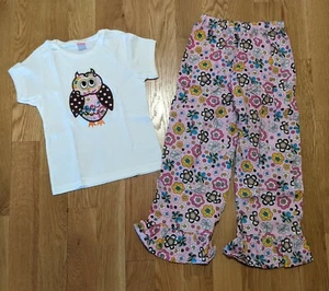 NEW Custom Boutique Girls Sz 8 Owl White Top Pink Brown Orange Pop Floral Pants - Picture 1 of 4