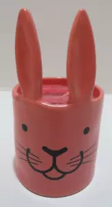 RAE DUNN NEW "BUNNY KISSES" CERAMIC CANDLE W/BUNNY FACE & EARS 6" COTTON CANDY - Picture 1 of 6