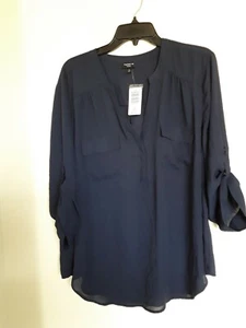 Torrid Women Size 2 2X Tunic Top Sheer Navy Blue NEW - Picture 1 of 3