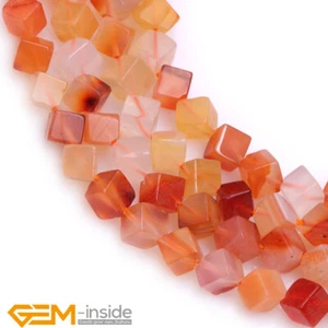 Natural Red Carnelian Agate Gemstone Cubic Loose Beads For Jewelry Making 15" AU - Picture 1 of 21