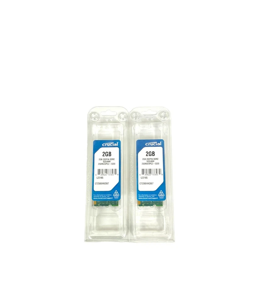 Crucial 4 GB Kit SO-DIMM 667 MHz PC2-5300 DDR2 SDRAM Memory (CT2KIT25664AC667) - Image 1 of 1