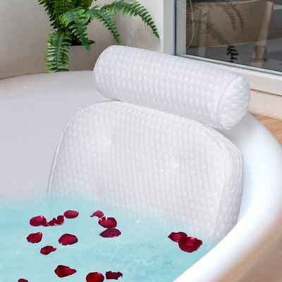 Luxurious Bath Pillow with Non-Slip Suction Cups Supports Neck Head and Back - Image 1 of 4