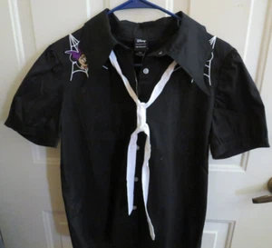Disney Minny & Mickey Blouse Hot Topic w/tags Small Black, Bat wing Collar GREAT - Picture 1 of 5