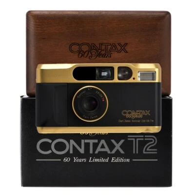 CONTAX T2 GOLD 60 YEARS LIMITED EDITION POINT & SHOOT FILM CAMERA FULL WORK - Image 1 of 4
