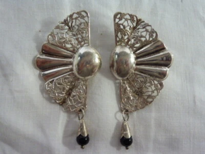 orecchini "ventaglio" argento 925 + stella +punzone argentiere (ca01) - Immagine 1 di 4