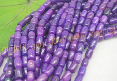 Hermosas cuentas sueltas cilindro de piedras preciosas Sugilite púrpura África 8x12 mm hilo de 15" Foto 1 de 4