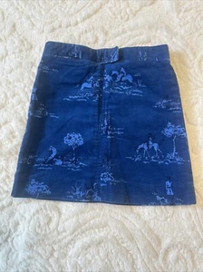 Vintage Lilly Pulitzer Girls Blue Horse Equestrian Hunting Corduroy Skirt Size 4 - Picture 1 of 9