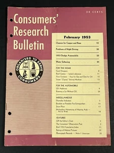 Consumer Research Bulletin Magazine 1953 Dodge Coronet V-8 Review Issue + Singer - Bild 1 von 16