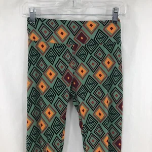 LuLaRoe Geometric Halloween Bat Green  Multicolor Leggings One Size - Picture 1 of 5