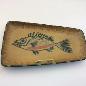 Piatto da portata pesce dipinto a mano in ceramica Honiton - Julian Roebuck - anni '70 - Foto 1 di 11