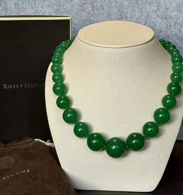 "Collar de cuentas graduadas Ross-Simons oro 14K jade verde 18"" con caja y bolsa" Foto 1 de 4