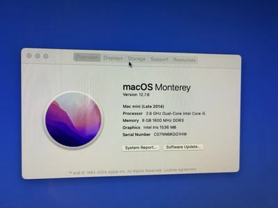 Apple A1347 Mac Mini Core i5-4278U 2.6GHz 8GB RAM  Mac OS Late 2014 -... - Image 1 of 4