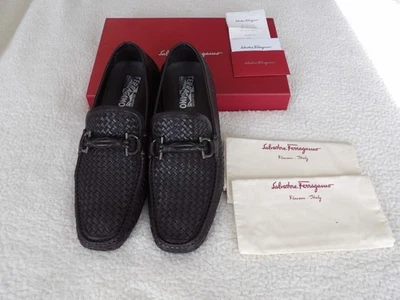 NEW IN BOX FERRAGAMO Round  Woven Brown Calf Leather Mens Loafers Size 11 EE - Image 1 of 4