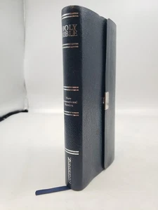 Selten! Classic 1984 NIV Trimline Bible Snap Flap Navy Bonded Leather Red Letter - Bild 1 von 9