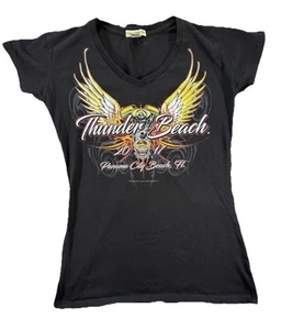 Camiseta De Colección Thunder Beach Motocicleta Rally Para Mujer XL Negra AOP 2011 Motociclista - Imagen 1 de 4