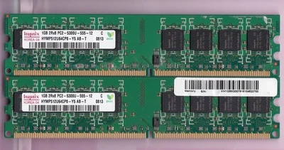 2GB 2x1GB PC2-5300 DDR2-667 HYNIX HYMP512U64CP8-Y5 AB-T Desktop Ram Memory Kit - Image 1 of 4