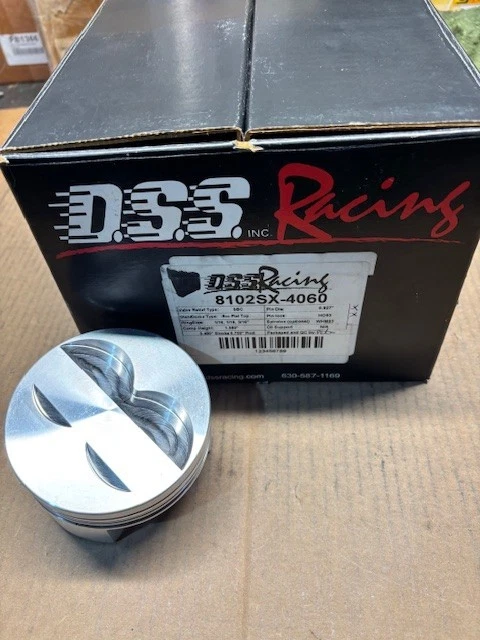 SBC 350 锻造 -8cc 平顶 4 阀止裂活塞 DSS Racing SX 4.060 孔 — 第 1/1 张图片