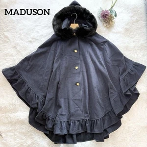 MADUSON Onward Frill Poncho Angora Fur Gold Button #EJ AZA - Picture 1 of 10