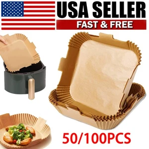 100 PIEZAS Forros para Freidora de Aire Papel Desechable Forro Antiadherente para Asar Microondas - Imagen 1 de 6