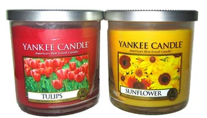 SET OF 2 Retired Yankee Candle "TULIPS & SUNFLOWER" Small 7oz Tumbler ~RARE~ NEW - Picture 1 of 1
