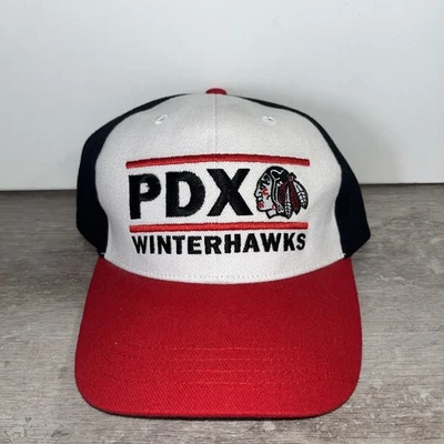 Портленд Winterhawks шляпа PDX 2 бар крышка красный белый черный хоккей бейсболки - Изображение 1 из 4