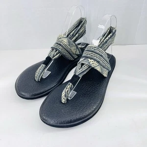 Sanuk Womens Yoga Sling 2 Navy Geo Slingback Comfort Thong Sandals Size 9 - Picture 1 of 12