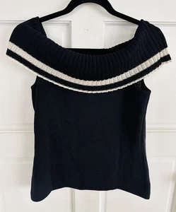 St John Sport Flatterkragen Größe S schwarz weiß schulterfrei 395 $ - Bild 1 von 3