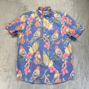 Chubbies Shirt Mens Lg Blue Polo Button Short Sleeve Birds All Over Print Tropic - Picture 1 of 10