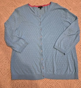 Talbot's Damen XLP Petite Cotton blau leichte 3/4 Arm Strickjacke  - Bild 1 von 10