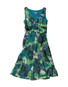 MONSOON Womens Sleeveless Maxi Dress UK 10 Small Green Floral Silk BH22 - Picture 1 of 3
