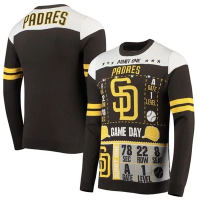 San Diego Padres FOCO Brown Ticket Light-Up LED Ugly Christmas Sweater Men’s XL - Image 1 of 4