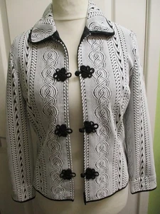 JOSEPH RIBKOFF WOMENS BLACK & WHITE LIGHTWEIGHT ZIP JACKET FITS A 12-14 - Picture 1 of 7