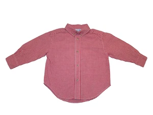 Kelly’s Kids Boys Size XS 3-4 Red Gingham Button Long Sleeve Shirt Christmas - Picture 1 of 4