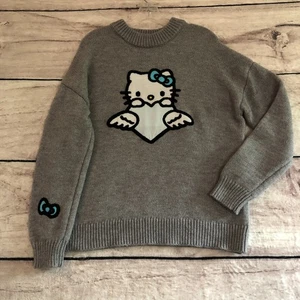 Hello Kitty Forever 21 Sweater S Gray Chunky Crew Neck Oversized Sanrio Angel - Picture 1 of 10
