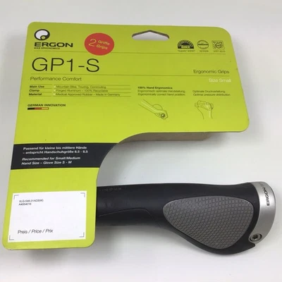 Ergon GP1-S Small Handlebar Bike Grips Ergo Ergonomic Lock-On Black & Gray - Image 1 of 4