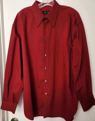 Axcess Men’s Dress Shirt Red Button Up Long Sleeve Cotton Size 17.5-34/35 - Image 1 of 3