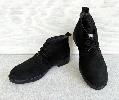 Zapatos Hechos en Italia Resistentes al Agua Negro Gamuza Con Cordones Botines EU 40/US 9 Foto 1 de 4