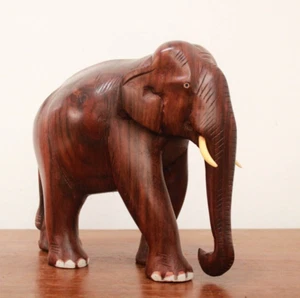 Estatua de Elefante de Madera Escultura Animal De Colección Hogar Oficina Decoración de Interiores Regalo - Imagen 1 de 6