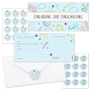 10er-Set Einladung zur Einschulung mit Schul-Motiv I DIN Lang I dv_1114 - Bild 1 von 6